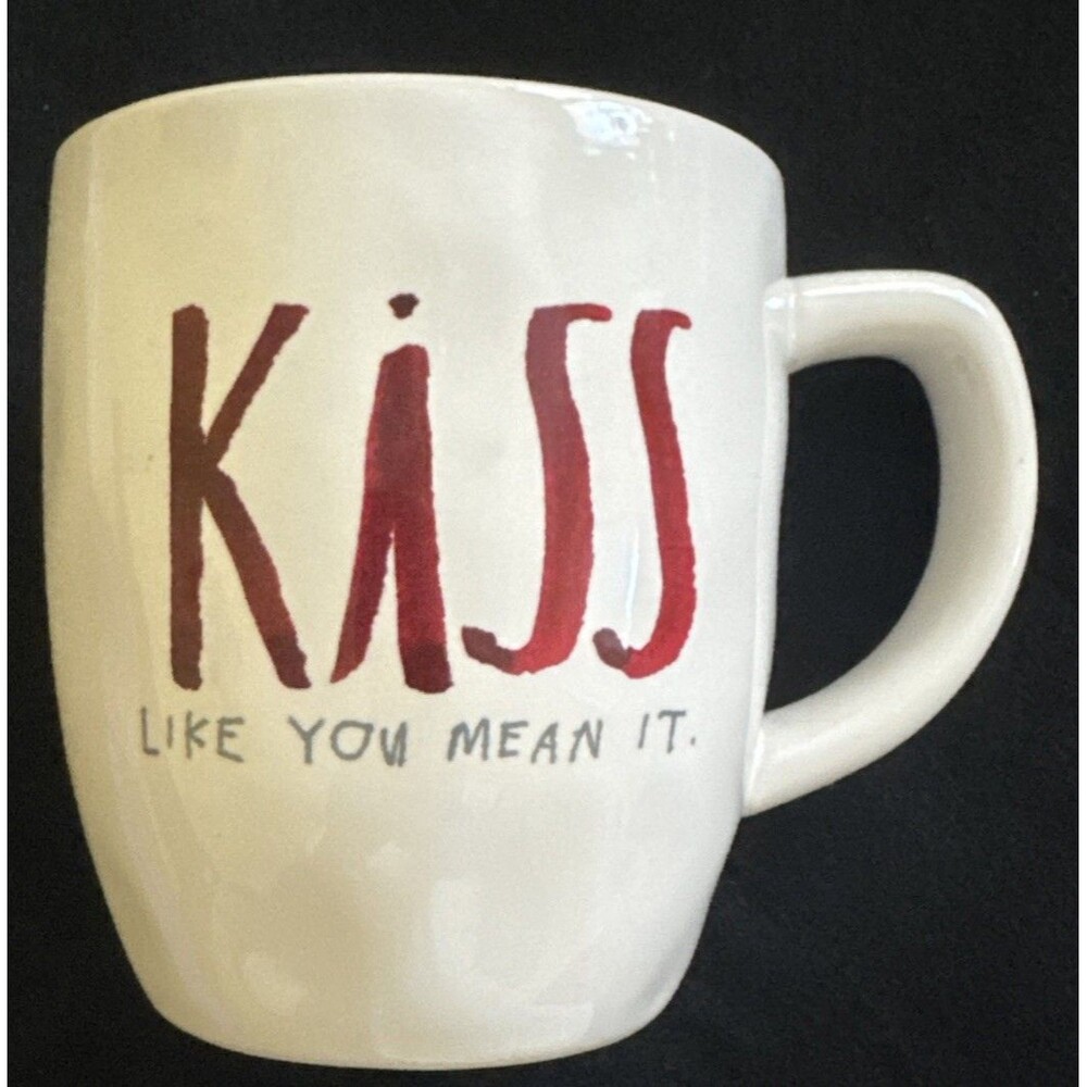 Rae Dunn Artisan by Magenta Coffee Mug Cup Kiss Like You Mean It Lipstick Red